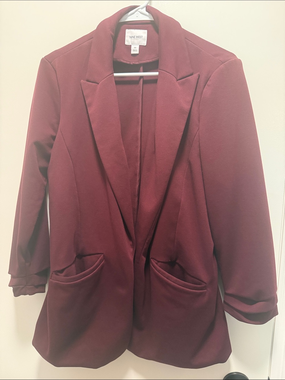 Nine West Burgundy Open-Front Blazer